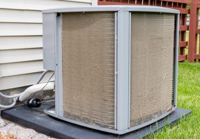 Dirty,Air,Conditioning,Condenser,Unit.,Condenser,Coil,Full,Of,Dirt