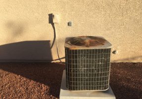 Air,Conditioning,Unit,Machine,Outside,Stucco,Red,Rock,Southwest,Hot